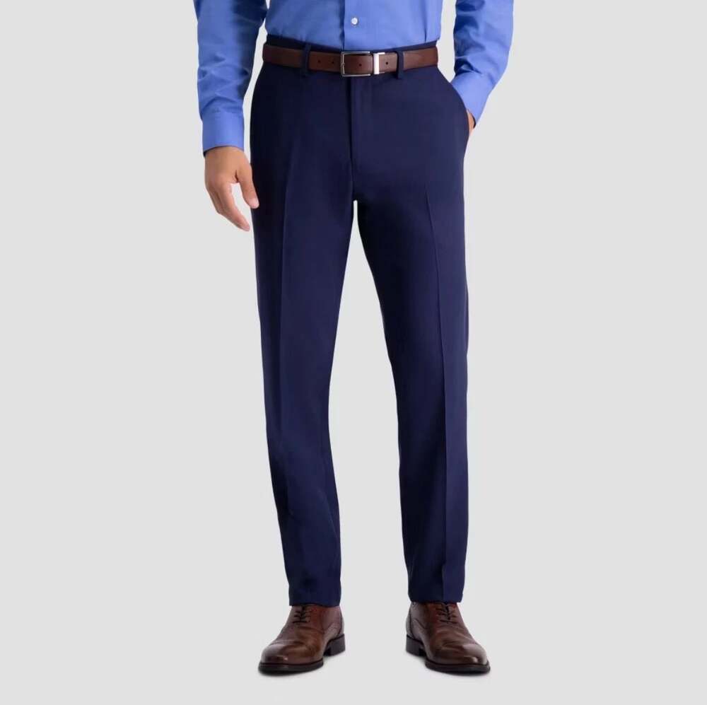 Haggar Premium Comfort Navy Blue Straight Fit Dress Pants 32x34